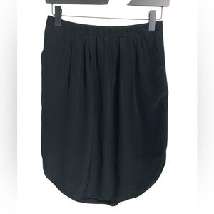 Madewell 100% Silk, Lined, Deep Black Lightweight Skirt, Elastic Waist, Pockets